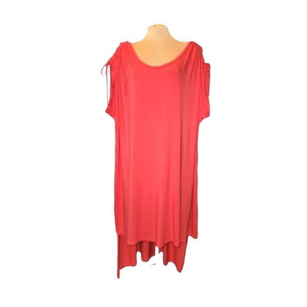 Roaman's Orange Drawstring Sleeve High Low Maxi Tunic Size 2X‎ (26/28).